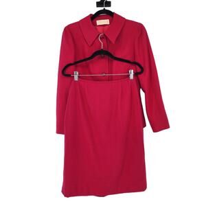 Pendleton Vintage 70's Women's Red Blazer Skirt Suit Set Pure Wool Size 10